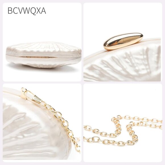 Elegant Shell-Shaped Acrylic Evening Clutch Bag for Weddings & Parties - Picture 4 of 6